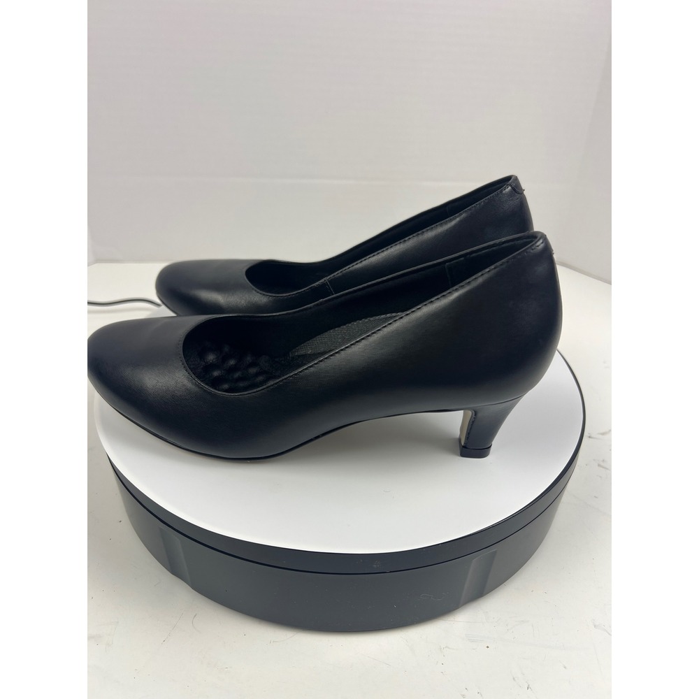 Walking Cradles Womens Black Leather Pumps 7.5 Wide Arch Support Comfort Heel - Picture 4 of 17